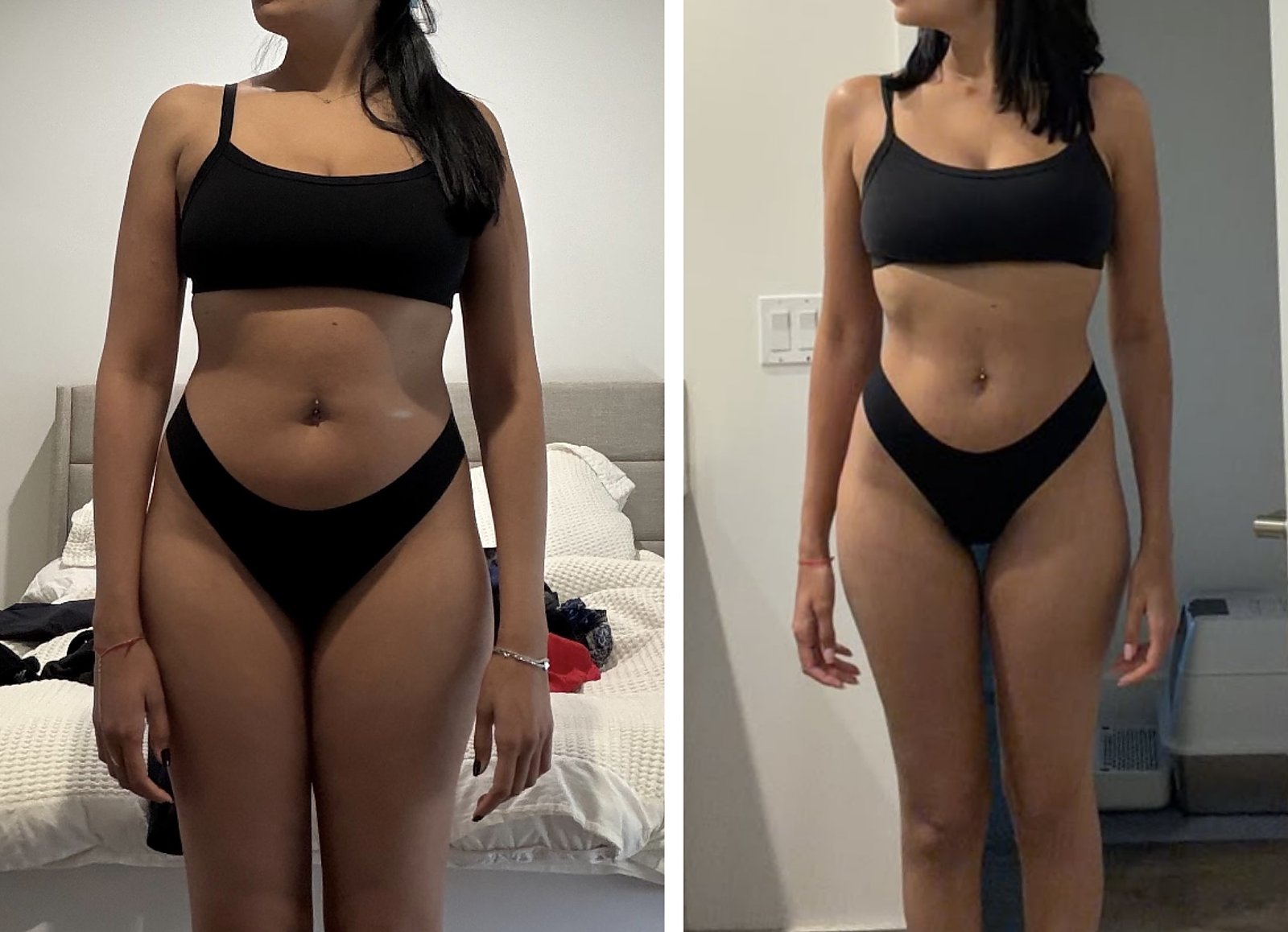 A second coaching client's before and after, front view