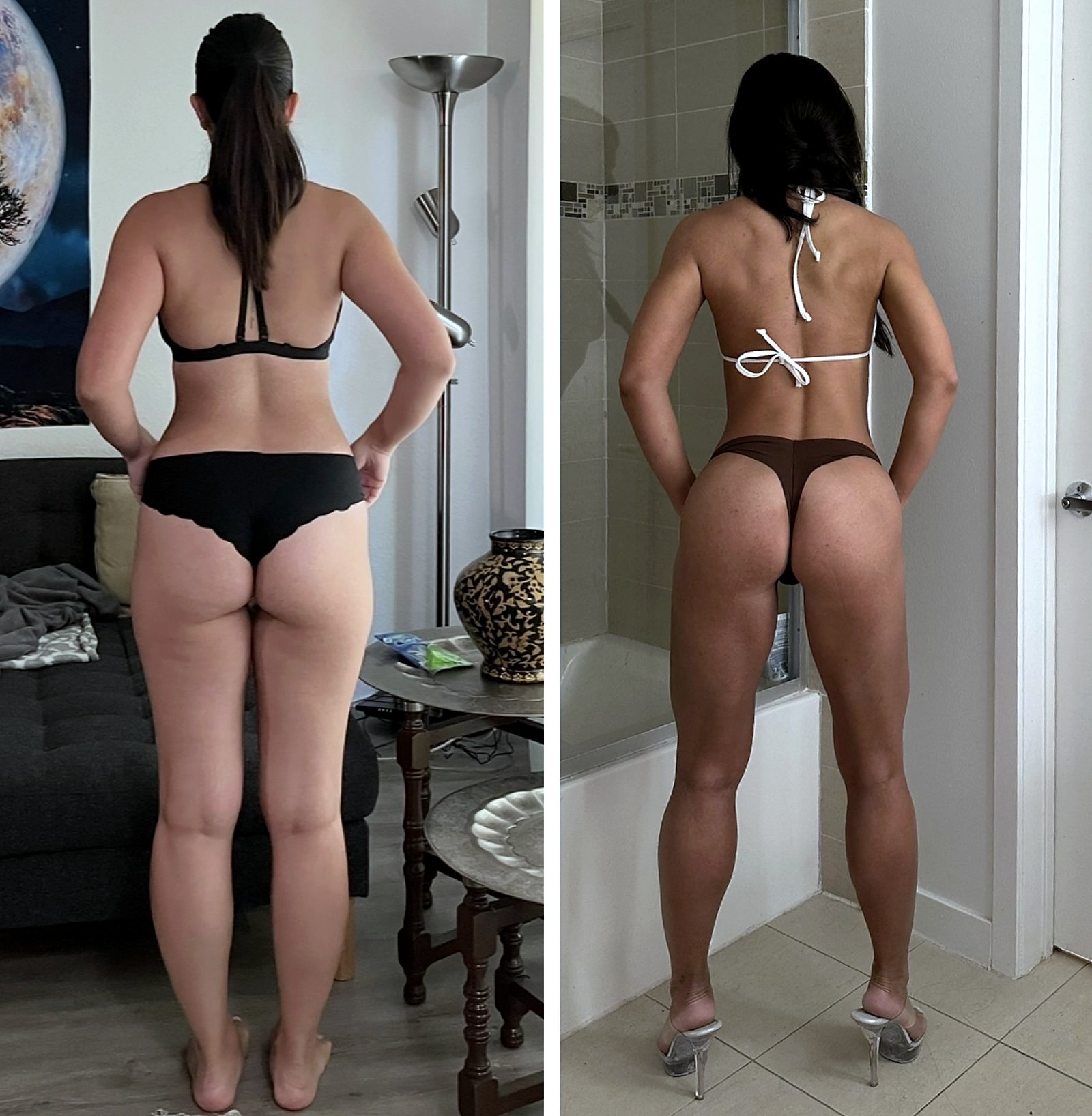 A coaching client's before and after, back view
