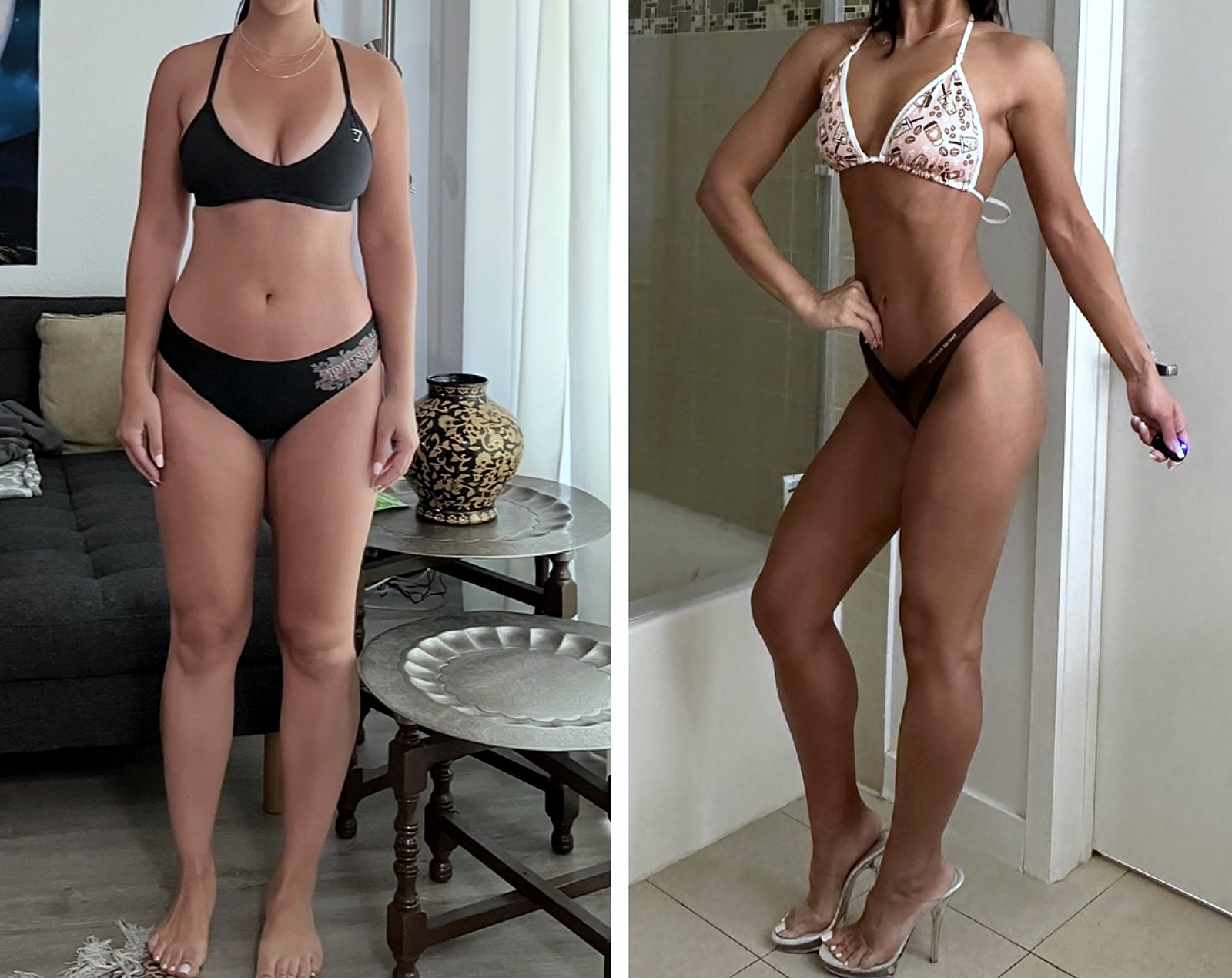 A coaching client's before and after, front view